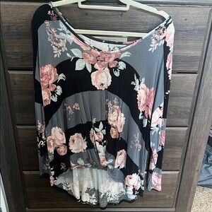 Maurices Gray Asymmetrical Blouse Relaxed Fit